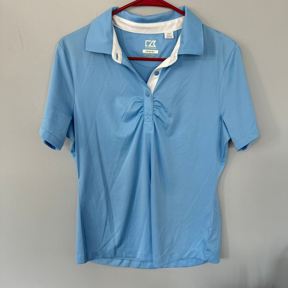Cutter & Buck DryTec Women's Moisture Wicking Polo Top Size Medium Light Blue